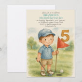 Hole in One Golf Boy 5th Birthday Par-Tee 招待状 (正面/裏面)