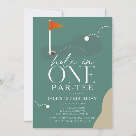 Hole in One Golf Course 1st Birthday Par-Tee 招待状 (正面)