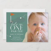Hole in One Golf Course Photo 1st Birthday Par-Tee 招待状 (正面)