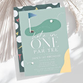 Hole in One Golf Fairway Par-Tee Boy 1st Birthday 招待状