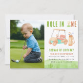 Hole In One Golf First Birthday Party 招待状 (正面)