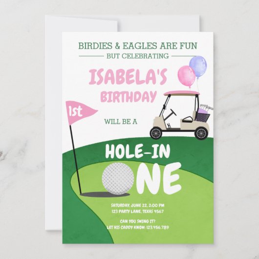 Hole In One Golf Par-tee 1st Birthday Invitation 招待状 (正面)