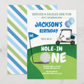 Hole In One Golf Par-tee 1st Birthday Invitation 招待状 (正面/裏面)