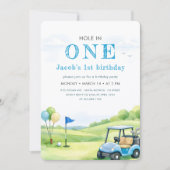 Hole In One Golf Party 1st First Birthday 招待状 (正面)