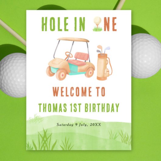Hole In One Golf Welcome Birthday Party ポスター
