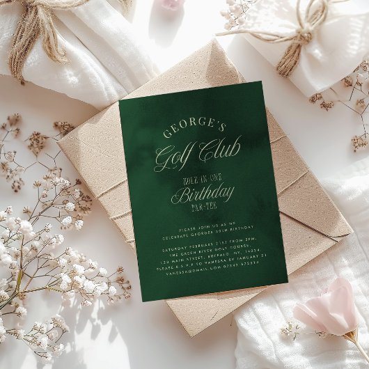 Hole-in-One Par-tee Elegant Golf Birthday party 招待状