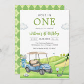 Hole In One Par-tee Golf Boy 1st Birthday Invitati 招待状 (正面/裏面)