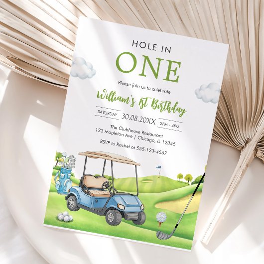 Hole In One Par-tee Golf Boy 1st Birthday Invitati 招待状