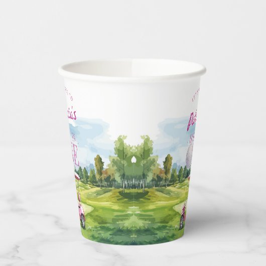 Hole In One Pink Golf 1st Birthday  紙コップ (左)