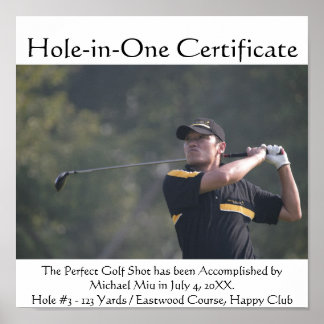 Hole-In-One Turn Your Photo To Poster Certificate ポスター
