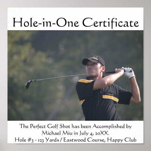 Hole-In-One Turn Your Photo To Poster Certificate ポスター (正面)
