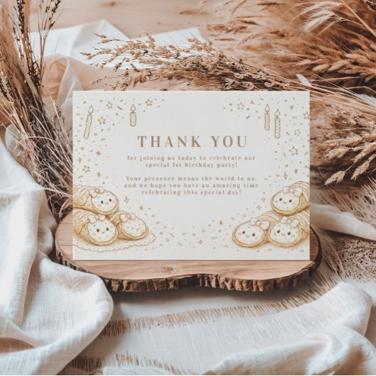 Holi Cannoli Sweet Bakery 1st Birthday サンキューカード