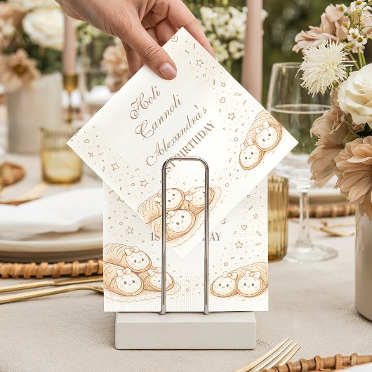 Holi Cannoli Sweet Bakery 1st Birthday スタンダードカクテルナプキン