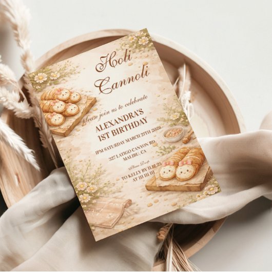 Holi Cannoli Whimsical Bakery 1st Birthday 招待状