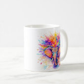 Holi Festival Elephant Watercolor Ceramic Mug コーヒーマグカップ (正面右)