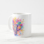 Holi Festival Elephant Watercolor Ceramic Mug コーヒーマグカップ (正面左)