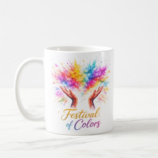 Holi Festival Hands Throwing コーヒーマグカップ (左)