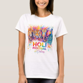 Holi Festival of Colors Wild Animals Watercolor Tシャツ