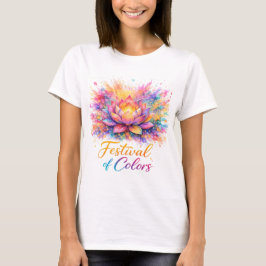 Holi Lotus Festival of Colors Watercolor Art Tシャツ