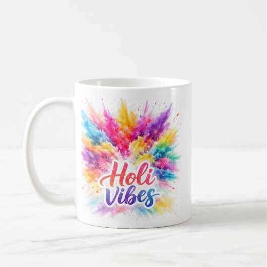 Holi Vibes - Bunte Typografie Tasse コーヒーマグカップ (左)