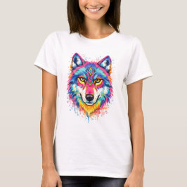Holi Wolf Aquarell T-Shirt - Blau Tシャツ