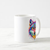 Holi Wolf Aquarell Tasse - Blau コーヒーマグカップ (正面右)