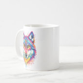 Holi Wolf Aquarell Tasse - Blau コーヒーマグカップ (正面左)