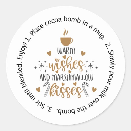Holidacocoa爆弾シール、ホットチョコレート爆弾ラベル ラウンドシール (正面)