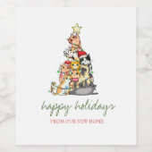 Holiday私たちは移動した、愛らしい猫の松の木 ワインラベル (シングルラベル)