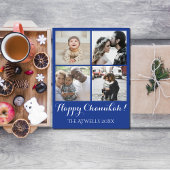 Holiday 4 Photos Happy Chanukah Family Blue シーズンポストカード