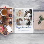 Holiday 4 Photos Happy Chanukah Family White シーズンポストカード<br><div class="desc">Quick and easy holiday postcard to send family and friends during the holiday season.</div>