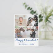 Holiday 4 Photos Happy Chanukah Family White シーズンポストカード (スタンド正面)