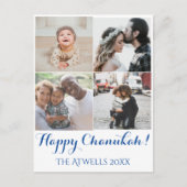 Holiday 4 Photos Happy Chanukah Family White シーズンポストカード (正面)