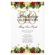 Holiday 50th Birthday Partyプログラム金ゴールド（メニュー付）