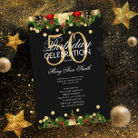 Holiday 50th Birthday Partyプログラム金ゴールド（メニュー付）<br><div class="desc">クリスマスエレガントデコレーションとグリッター紙吹雪と金ゴールド文字付きの休日「バースデーパーティプログラム」のカスタムデザイン。</div>