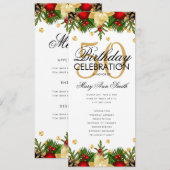 Holiday 50th Birthday Partyプログラム金ゴールド(メニュー付) 招待状 (正面/裏面)