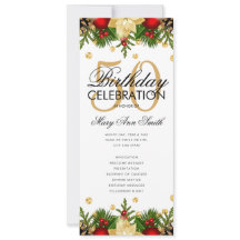 Holiday 50th Birthday Partyプログラム金ゴールド（メニュー付）