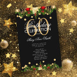 Holiday 60th Birthday Partyプログラム金ゴールド（メニュー付）<br><div class="desc">クリスマスエレガントデコレーションとグリッター紙吹雪と金ゴールド文字付きの休日「バースデーパーティプログラム」のカスタムデザイン。</div>
