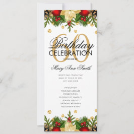 Holiday 60th Birthday Partyプログラム金ゴールド（メニュー付） 招待状
