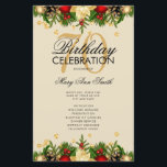 Holiday 70th Birthday Partyプログラム金ゴールド（メニュー付）<br><div class="desc">クリスマスエレガントデコレーションとグリッター紙吹雪と金ゴールド文字付きの休日「バースデーパーティプログラム」のカスタムデザイン。</div>