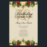 Holiday 70th Birthday Partyプログラム金ゴールド（メニュー付）<br><div class="desc">クリスマスエレガントデコレーションとグリッター紙吹雪と金ゴールド文字付きの休日「バースデーパーティプログラム」のカスタムデザイン。</div>