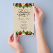 Holiday 70th Birthday Partyプログラム金ゴールド（メニュー付） チラシ (ハンドル)