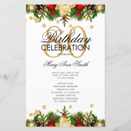 Holiday 80th Birthday Partyプログラム金ゴールド（メニュー付）