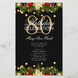 Holiday 80th Birthday Partyプログラム金ゴールド（メニュー付） チラシ