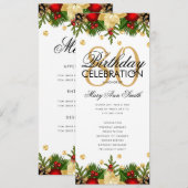 Holiday 80th Birthday Partyプログラム金ゴールド（メニュー付） 招待状 (正面/裏面)