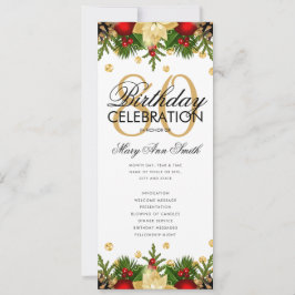 Holiday 80th Birthday Partyプログラム金ゴールド（メニュー付） 招待状