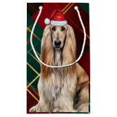 Holiday Afghan Hound Dog Holiday Plaid Christmas スモールペーパーバッグ (裏面)
