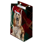 Holiday Afghan Hound Dog Holiday Plaid Christmas スモールペーパーバッグ (裏面アングル)
