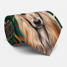 Holiday Afghan Hound Dog Red Plaid Christmas ネクタイ