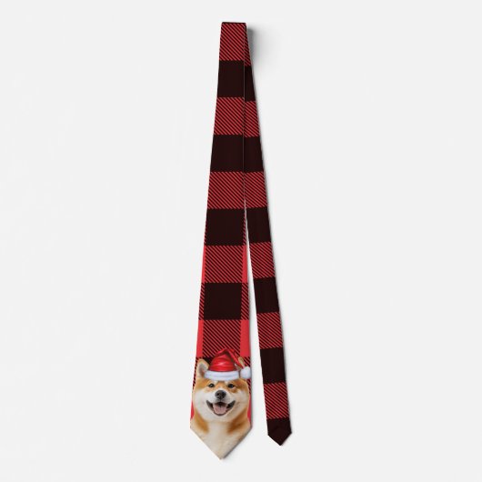 Holiday Akita Dog Red Buffalo Plaid Christmas ネクタイ (正面)